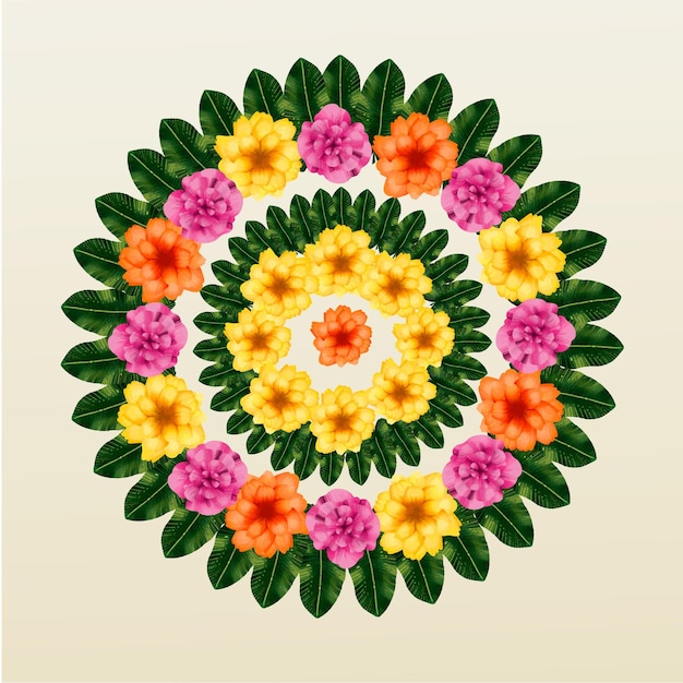 Mão desenhada onam decoração floral