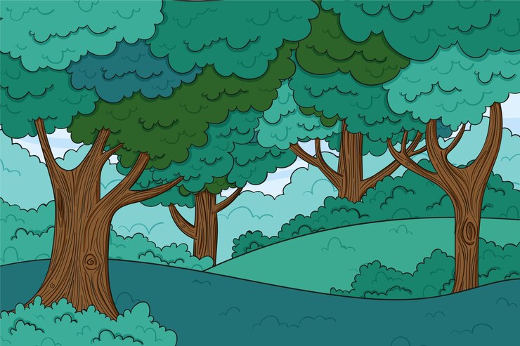 Vetor grátis mão desenhada paisagem florestal
