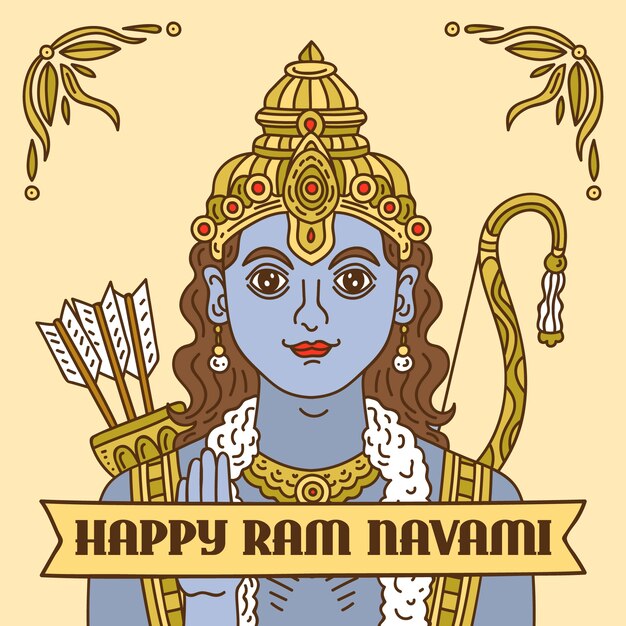 Mão desenhada ram navami conceito