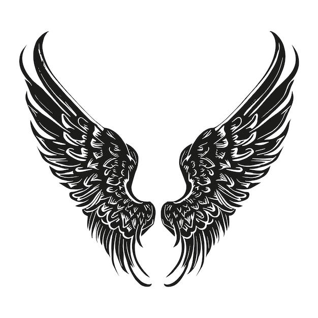 Vetor grátis mão desenhada silhueta de asas de anjo