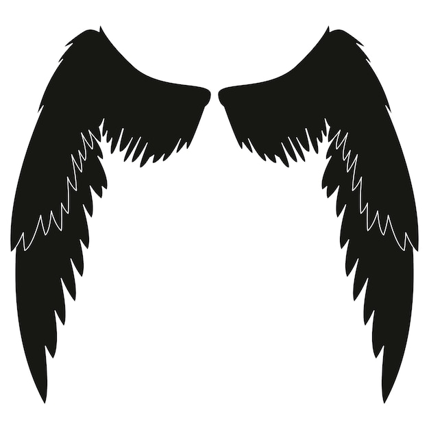 Mão desenhada silhueta de asas de anjo