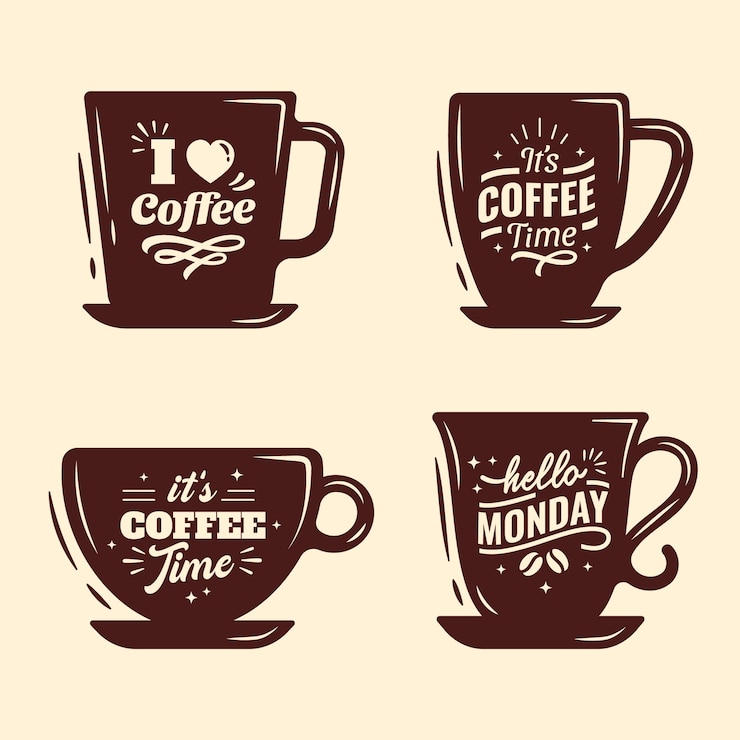 Vetor grátis mão desenhada silhueta de xícara de café
