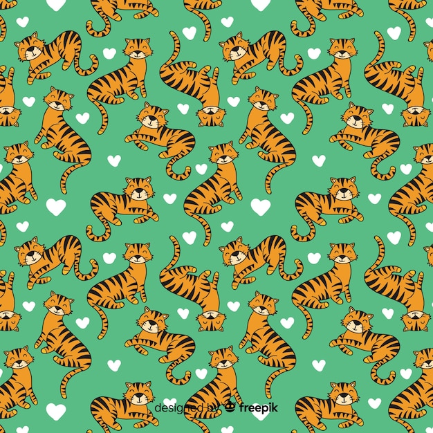 Mão desenhada tigre de fundo