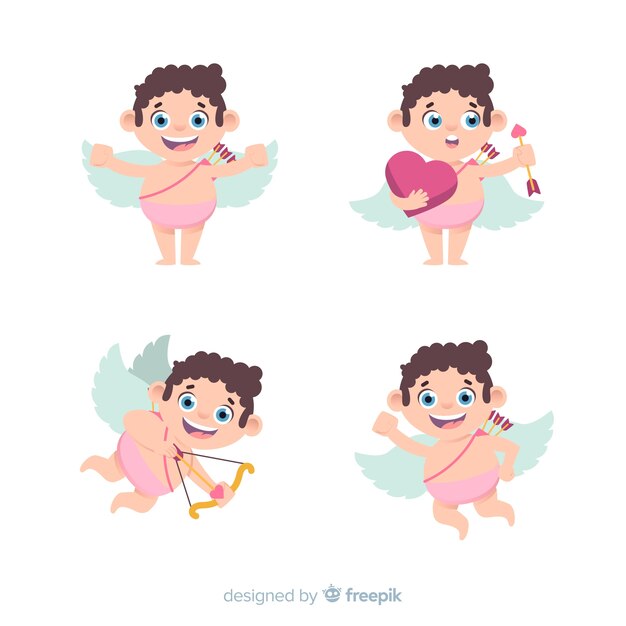 Mão desenhada valentine cupido coleção