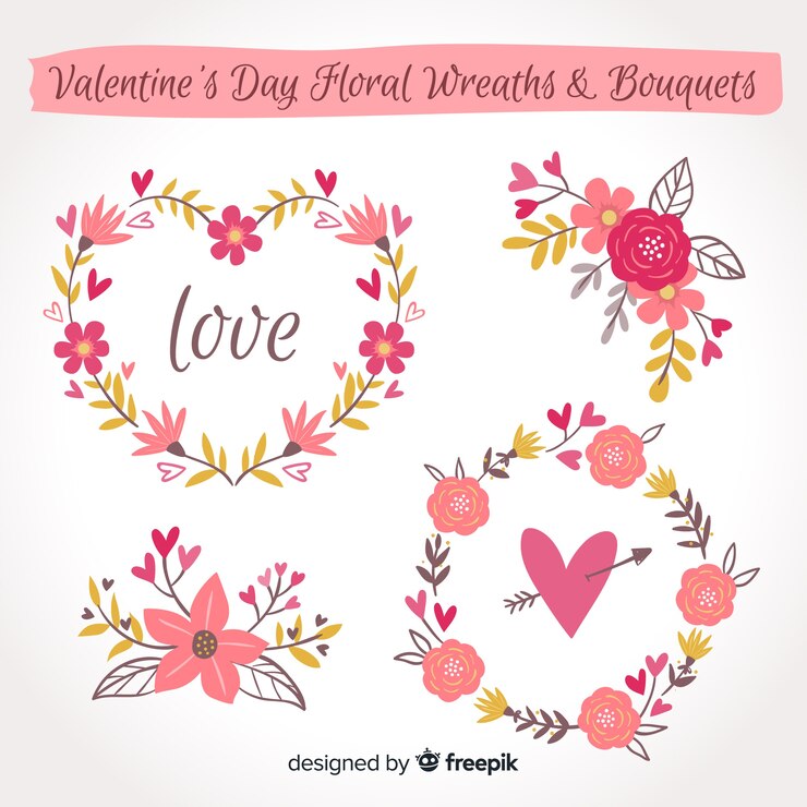 Vetor grátis mão desenhada valentine flor pacote