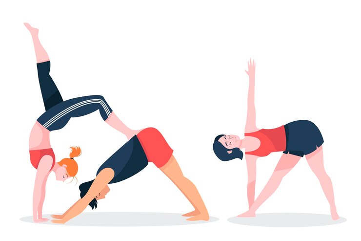 Vetor grátis mão desenhadas pessoas fazendo yoga