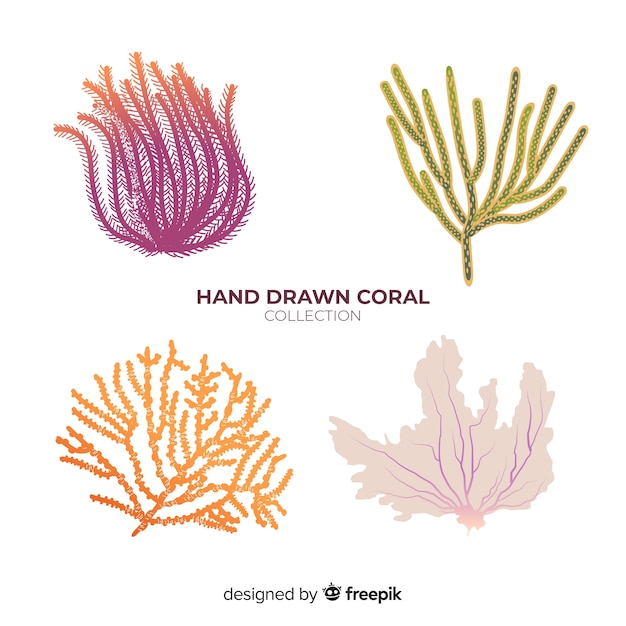 Mão, desenhado, coral, cobrança