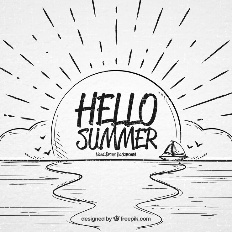 Vetor grátis mão, desenhado, hello, verão, fundo
