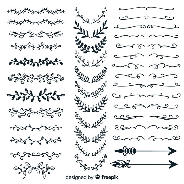 Mão, desenhado, ornamento, divisor, cobrança