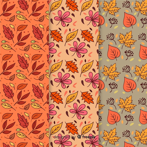 Mão, desenhado, outono, padrão, cobrança