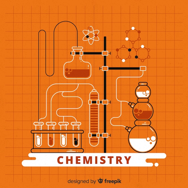 Vetor grátis mão, desenhado, química, fundo