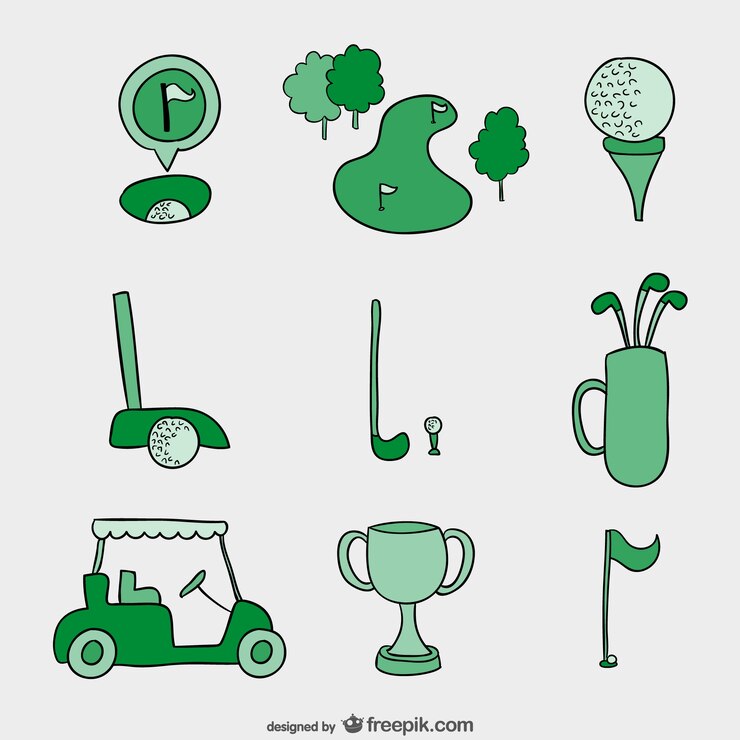 Vetor grátis mão, desenhado, vetores de golfe