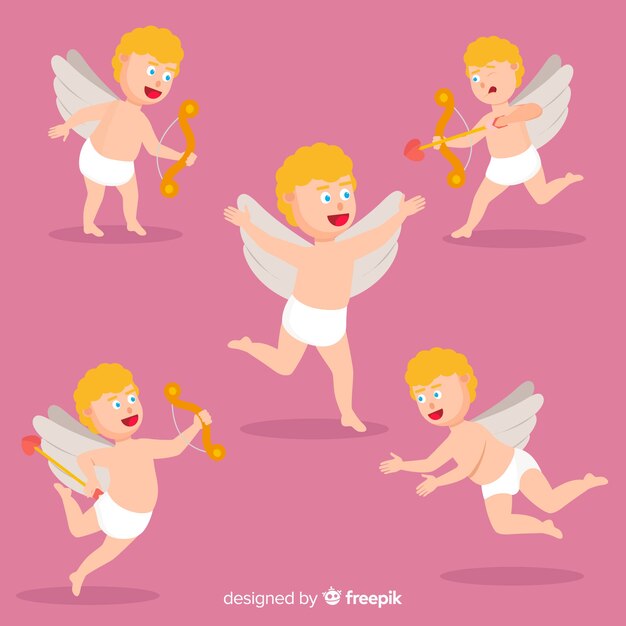 Mão desenhar coleção de anjo do dia dos namorados