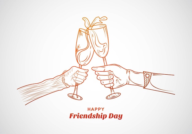 Mão desenhar esboço fundo de cartão de dia de amizade