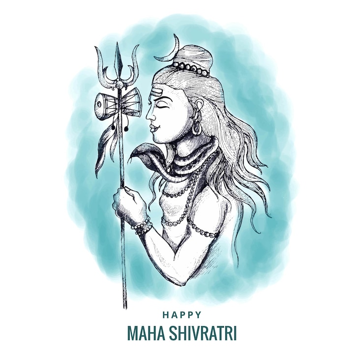 Vetor grátis mão desenhar fundo de cartão festival hindu maha shivratri religioso hindu