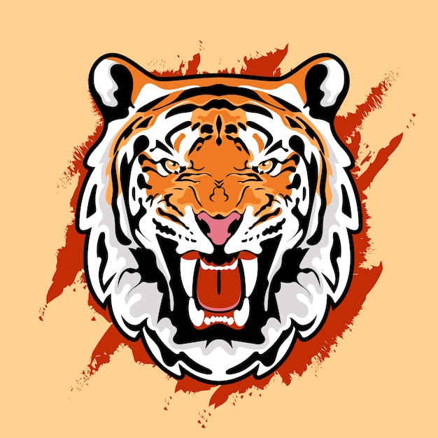 Vetor grátis mão desenhar ilustração de rosto de tigre