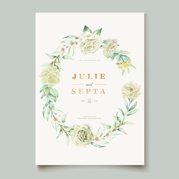 Vetor grátis mão elegante desenho convite de casamento design floral