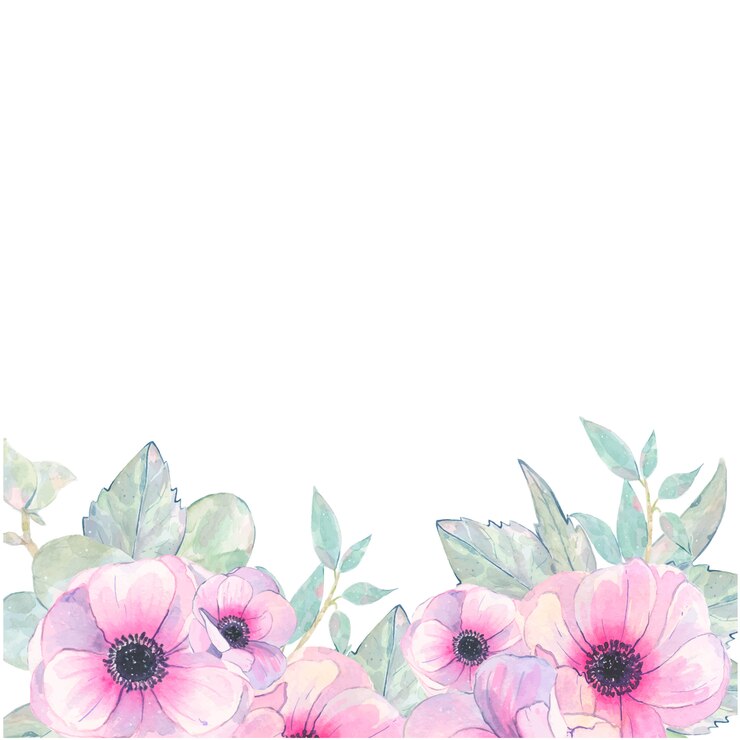 Vetor grátis mão em aquarela pintada cartão de convite de flor rosa anêmona isolado no branco