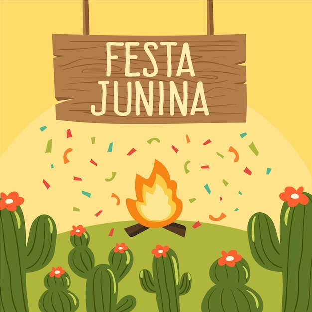 Vetor grátis mão-extraídas festa junina conceito