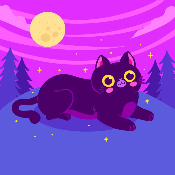 Vetor grátis mão-extraídas ilustração plana de gato de halloween