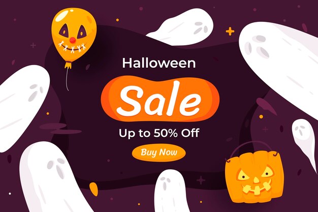 Mão-extraídas ilustração plana de venda de halloween