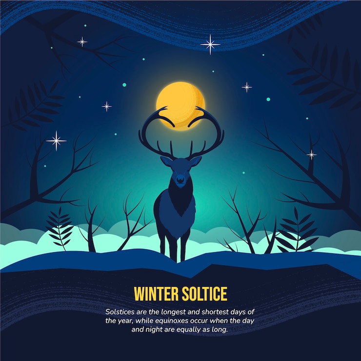 Vetor grátis mão-extraídas ilustração plana do solstício de inverno