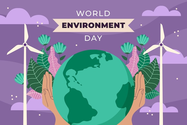 Mão fundo dia de ambiente de mundo desenhado