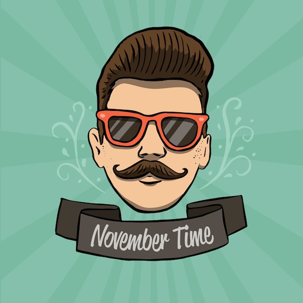 Vetor grátis mão moderna desenhada composição de movember