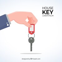 Vetor grátis mão plana segurando o fundo da chave da casa