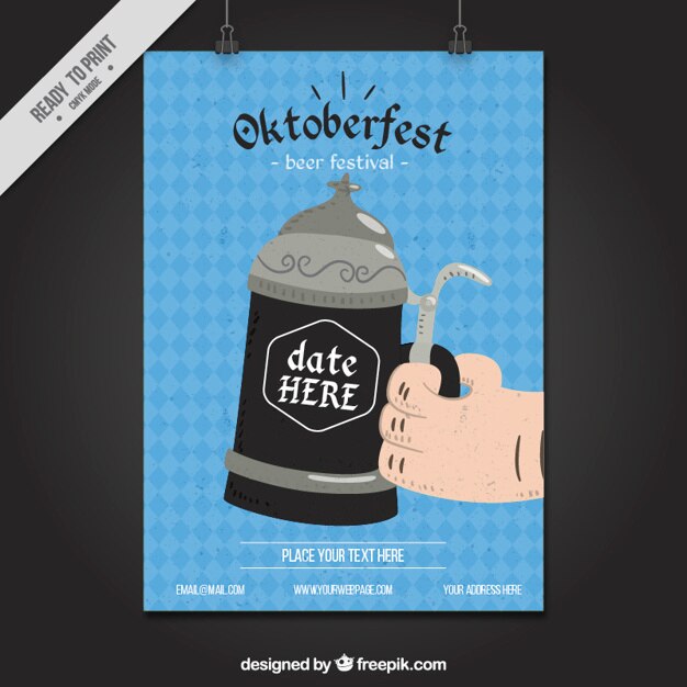 Mão poster oktoberfest desenhada