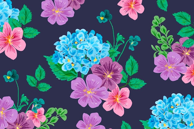 Mão realista pintado fundo floral