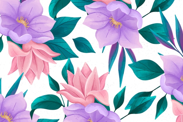 Vetor grátis mão realista pintado fundo floral