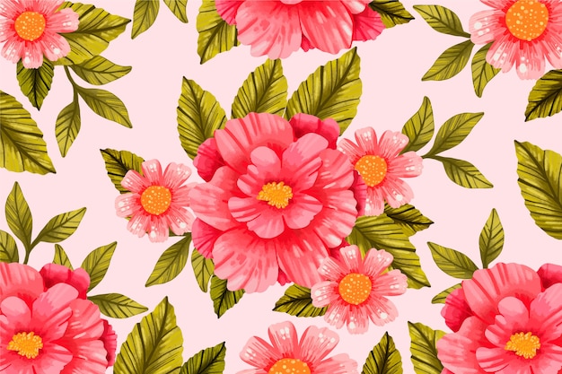 Mão realista pintado fundo floral