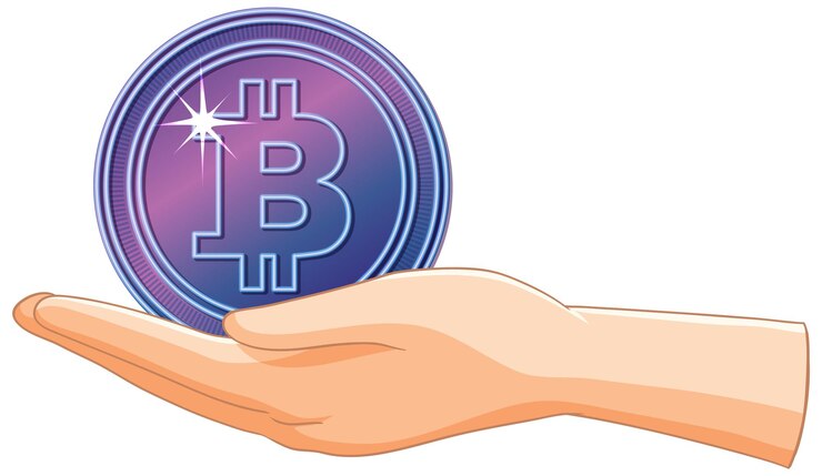 Vetor grátis mão segurando um símbolo de bitcoin