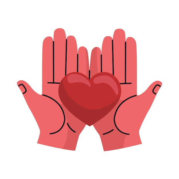 Vetor grátis mãos levantando ícone de amor de coração