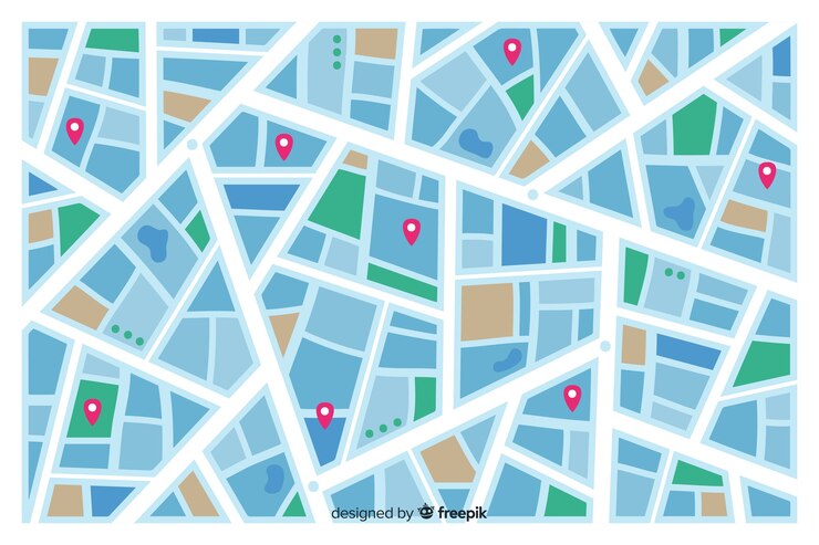 Vetor grátis mapa colorido da cidade indicando rotas de ruas