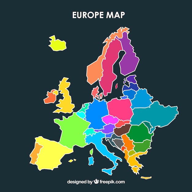 Poster Mapa de cores do cheio da Europa