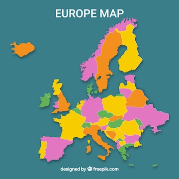 Poster Mapa de cores do cheio da Europa