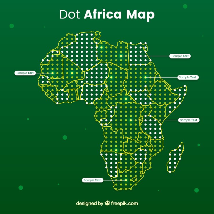 Vetor grátis mapa, de, áfrica, com, pontos, de, cores
