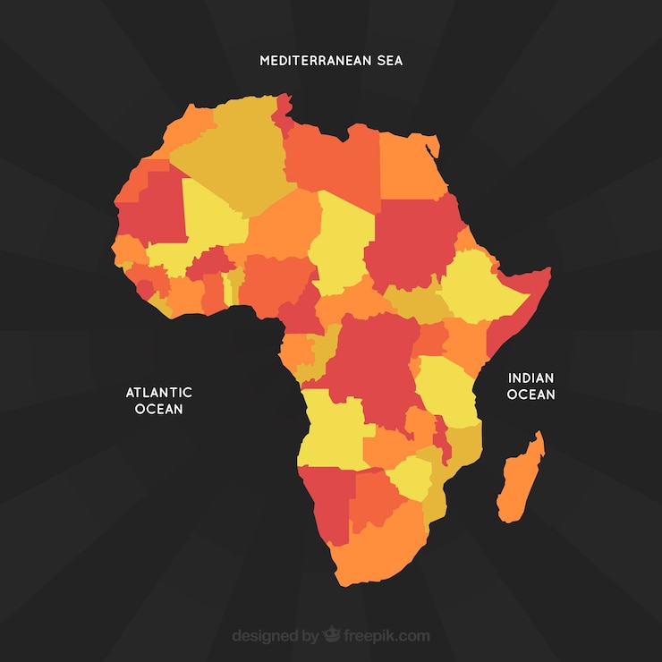 Vetor grátis mapa, de, áfrica, em, apartamento, estilo