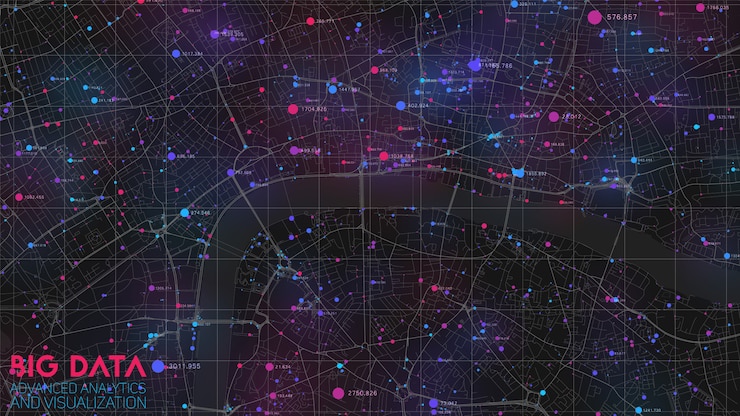 Vetor grátis mapa de big data na cidade moderna