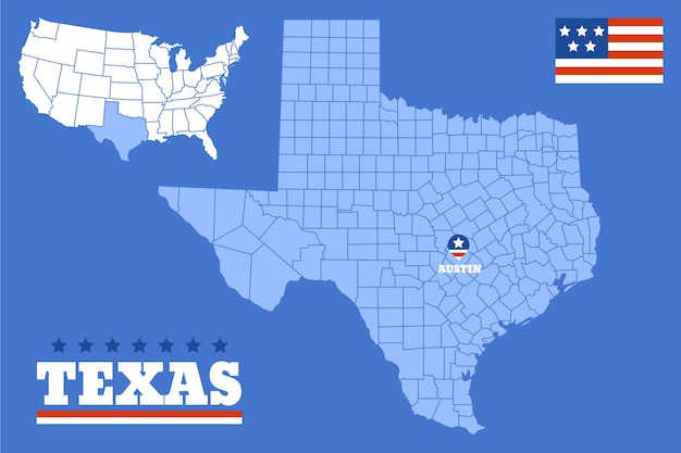 Mapa de contorno do estado do texas desenhado à mão
