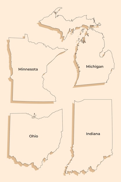 Vetor grátis mapa de contorno dos estados dos eua de design plano