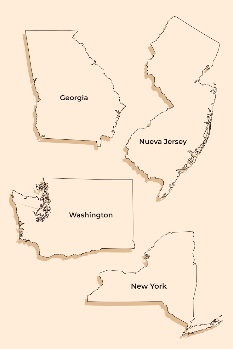 Vetor grátis mapa de contorno dos estados dos eua de design plano