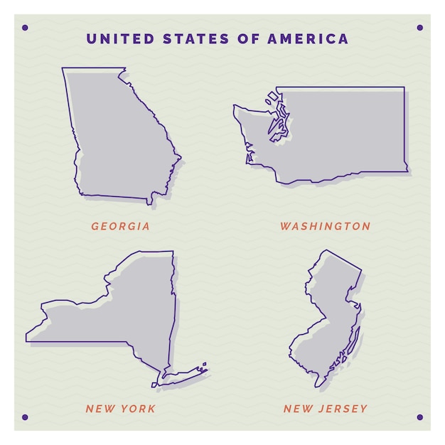 Mapa de contorno dos estados dos eua desenhados à mão