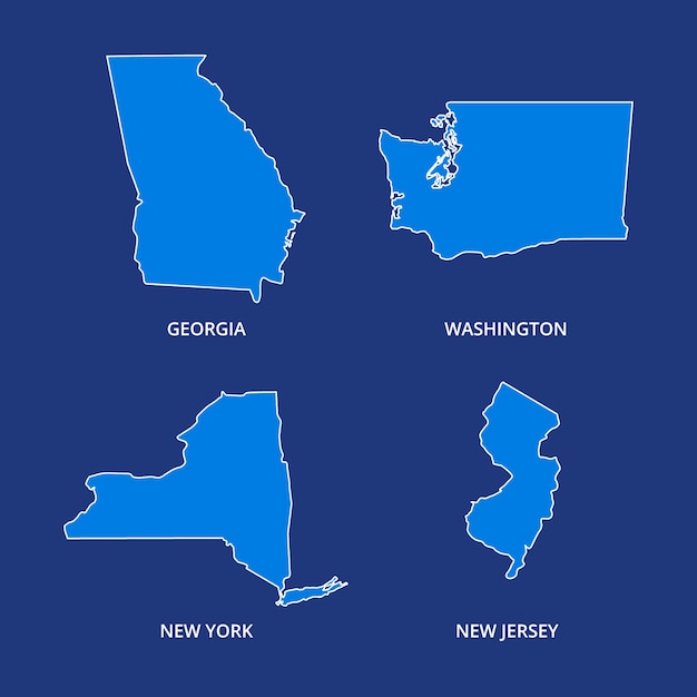 Mapa de contorno dos estados dos eua desenhados à mão