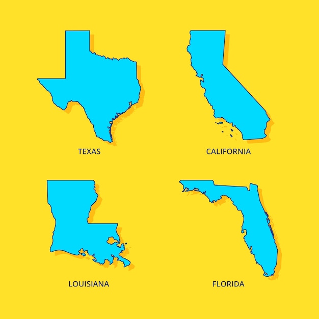 Mapa de contorno dos estados dos eua desenhados à mão