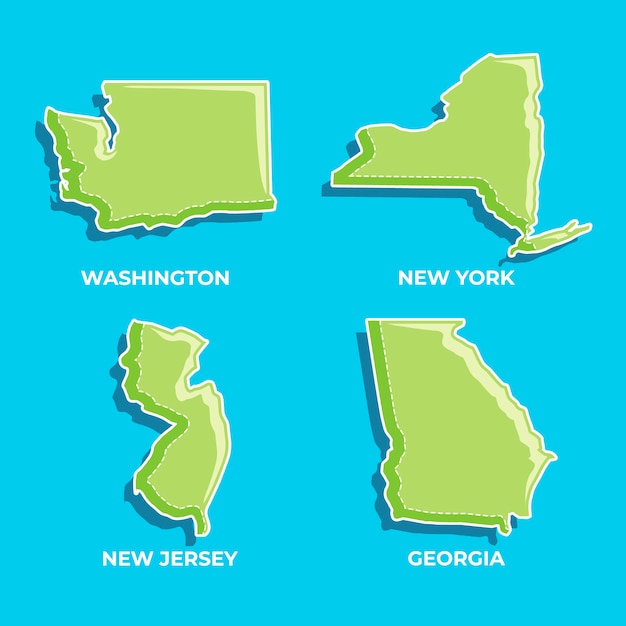 Mapa de contorno dos estados dos eua desenhados à mão