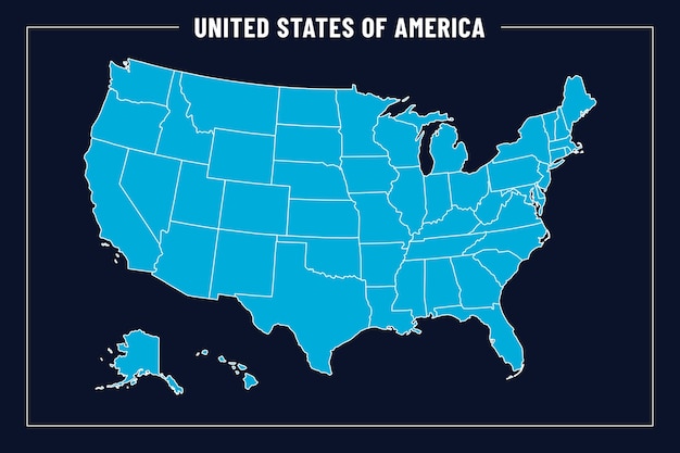 Mapa de contorno dos EUA de design plano