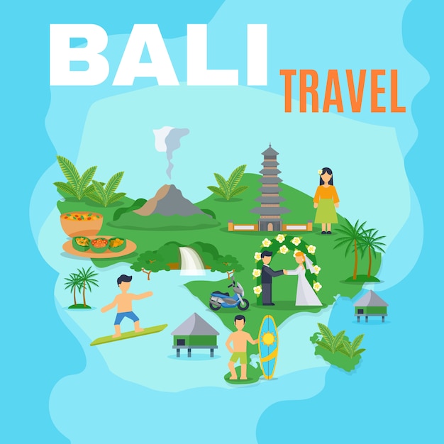 Vetor grátis mapa de fundo bali travel